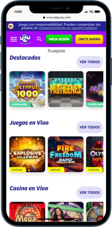 PlayUZU Casino Móvil 1