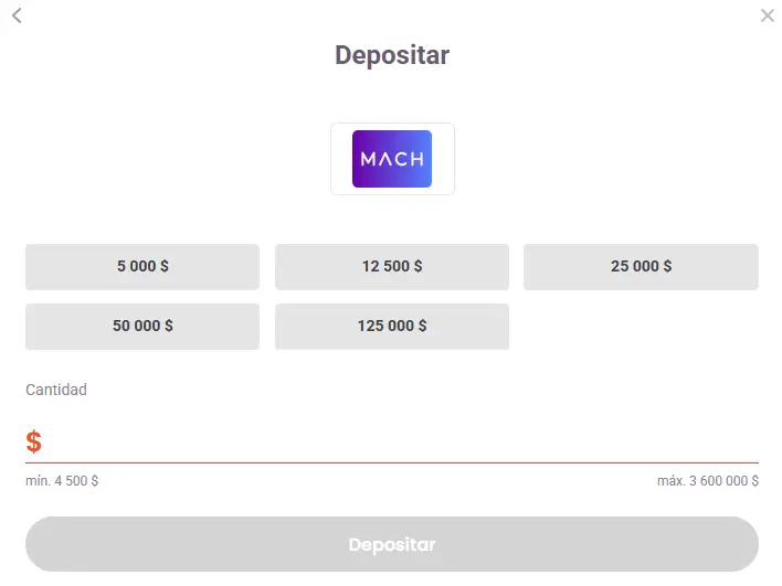 Depósito con MACH 2