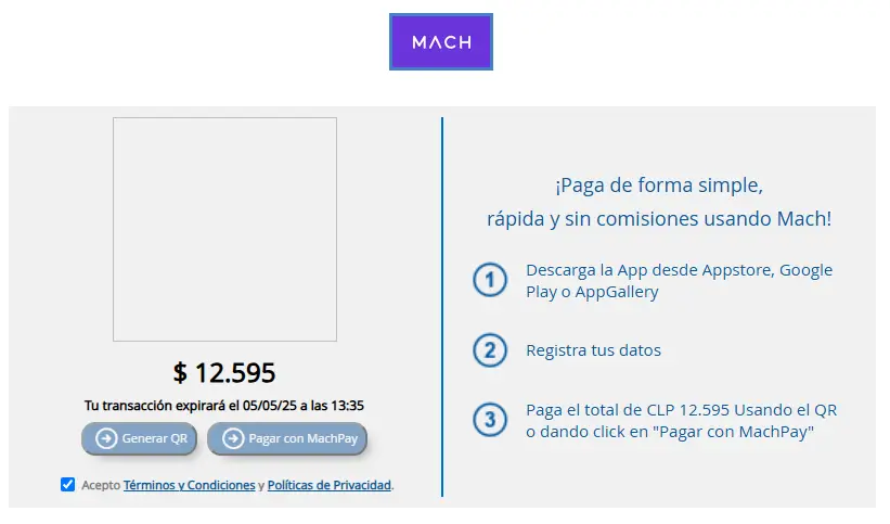 Depósito con MACH 3