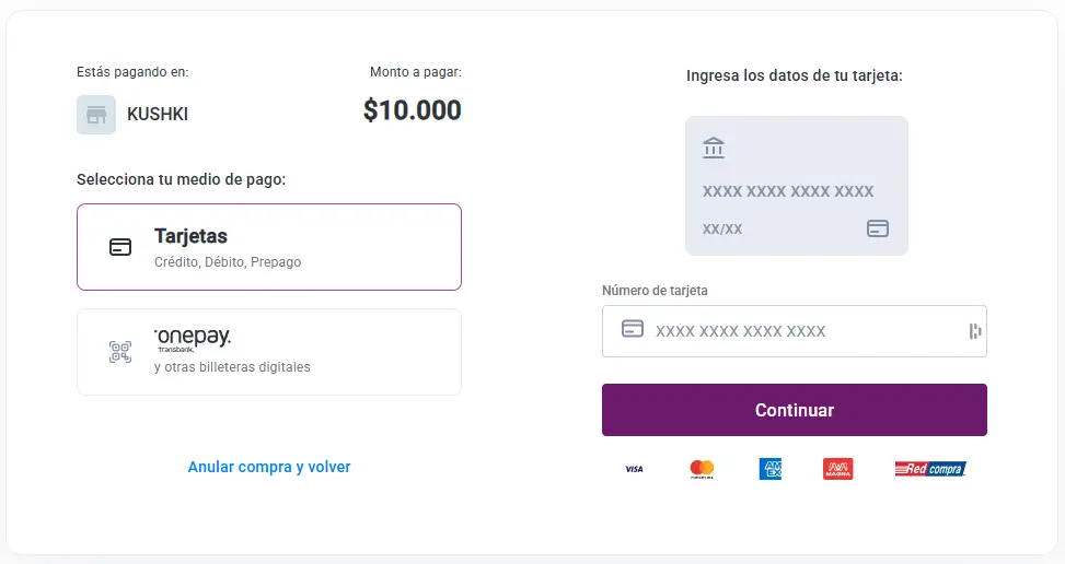 Pagos con WebPay en Chile 4.